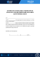 Autorización Paterna/Materna Licenzas Alev/Benx/Preb.