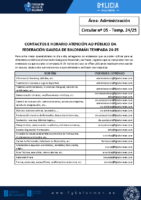 C05 – Administración. Contactos e Horario Atención ao Público da FGBm