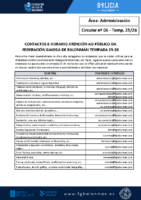 C06 – Administración. Contactos e Horario Atención ao Público da FGBm