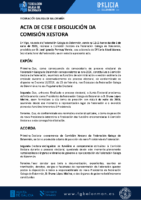 Acta de Cese e Disolución da Comsión Xestora