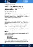 Resolución da presidencia de Nomeamento dos membros da Comsión Delegada